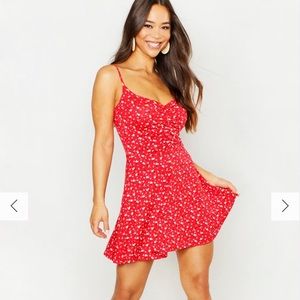 BOOHOO Ditsy Floral Ruched Dress